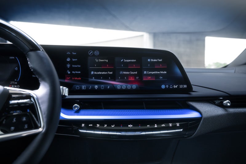 The 2026 OPTIQ-V Display Screen Displaying the V-Mode Settings | Moses Cadillac of Huntington in Huntington WV